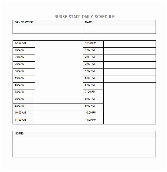  12 Hour Nursing Schedule Template 