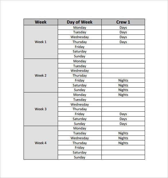 12 Hour Nursing Schedule Template Luxury 17 Rotation Schedule Templates to Download