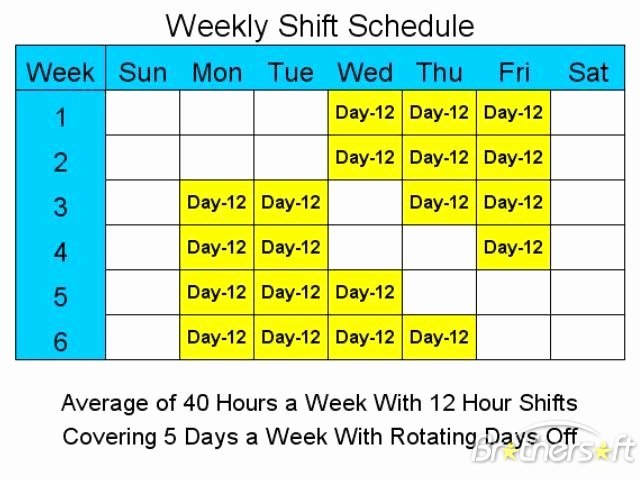 12 Hour Shift Schedule Template Unique Download Free 12 Hour Schedules for 5 Days A Week 12 Hour