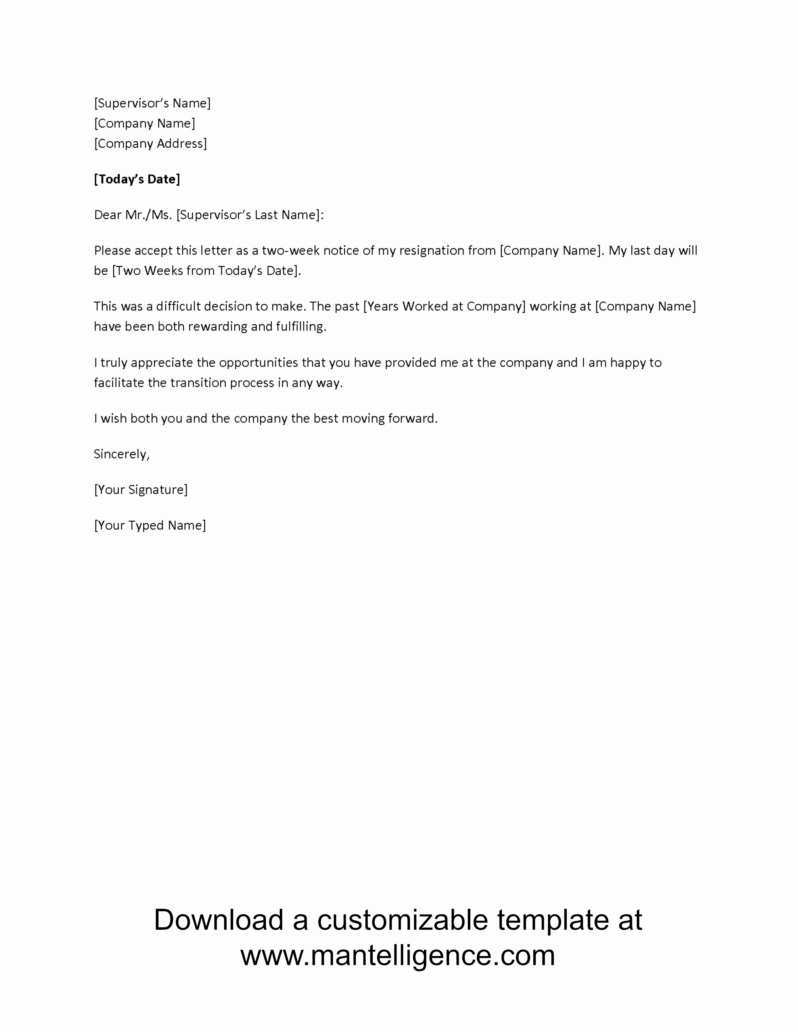 2 Weeks Notice Email Template Unique 3 Highly Professional Two Weeks Notice Letter Templates