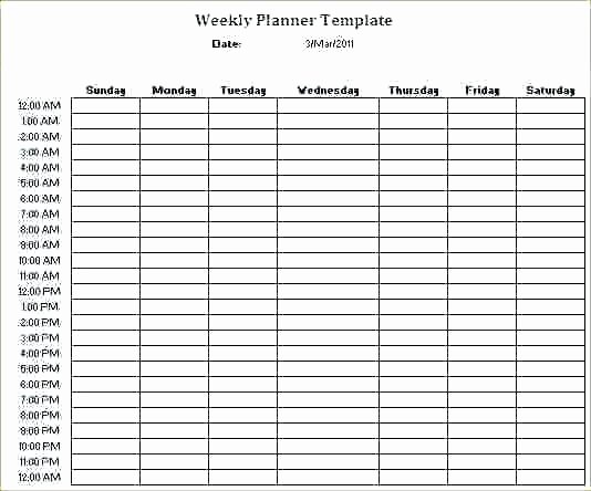24 Hour Weekly Schedule Template Fresh Free Excel Hour Schedule Template Hourly Calendar Planner