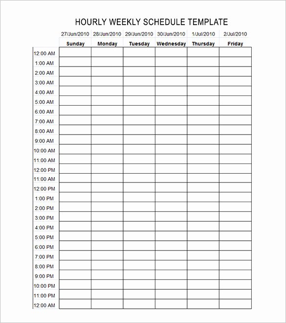 24 Hour Weekly Schedule Template Shooters Journal