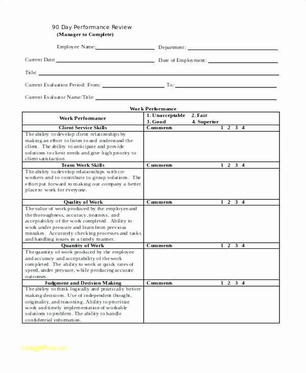 30 Day Employee Review Template New Templates 30 60 90 Day Employee Review Template