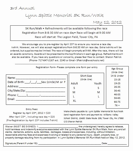 5k Registration form Template New 5k Registration Template Run and Eat Simply Lynn Spittle