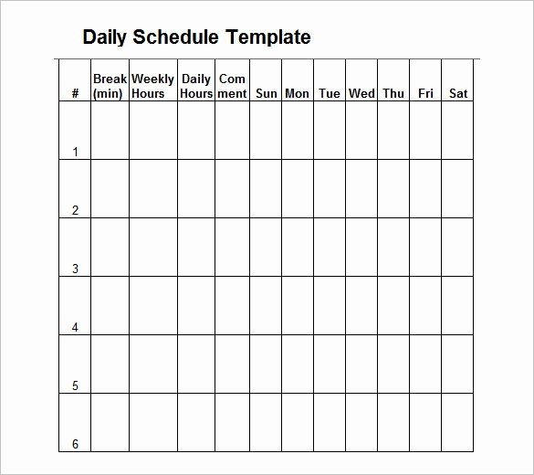 7 Day Schedule Template Awesome Day Schedule Template – 7 Free Word Excel Pdf format