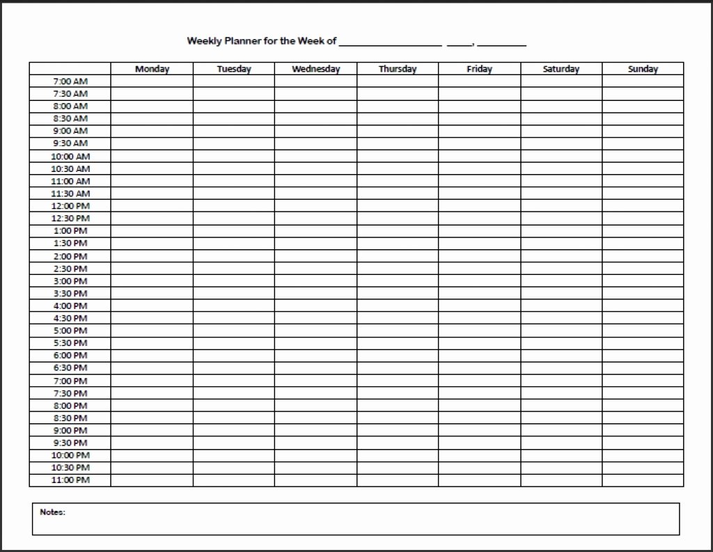 7 Day Schedule Template Best Of 7 Day 24 Hour Calendar Printable Template