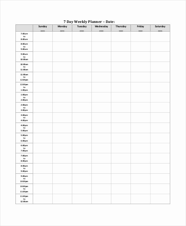 7 Day Schedule Template Inspirational Weekly Planner Template 10 Free Pdf Word Documents