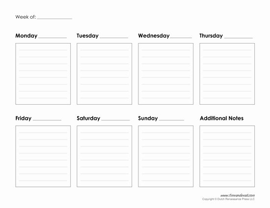 7 Day Schedule Template New Printable Weekly Calendar Template Free Blank Pdf