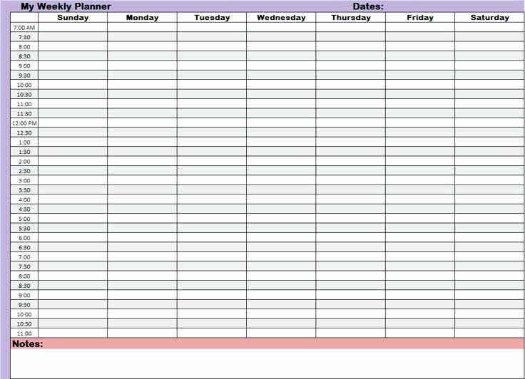 7 Day Schedule Template Unique 7 Day 24 Hour Calendar Printable Template
