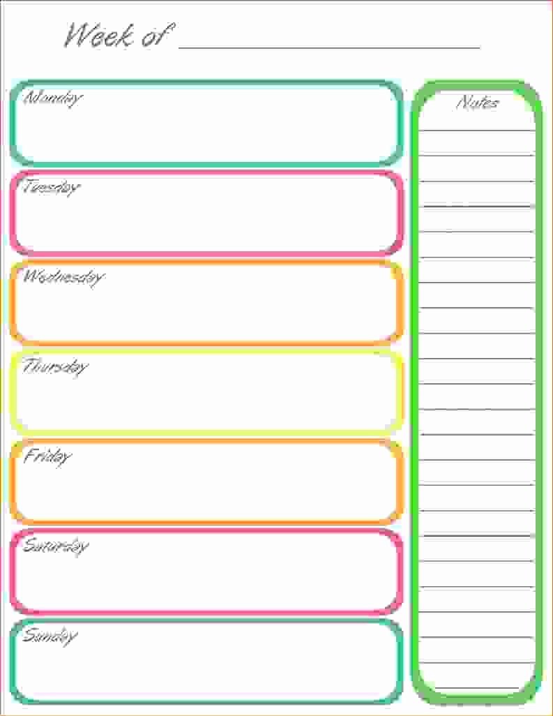 7 Day Schedule Template Unique 7 Day Weekly Planner Template Printable – Template
