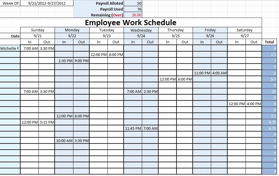 7 Day Work Schedule Template Beautiful Work Schedule Templates Free Downloads