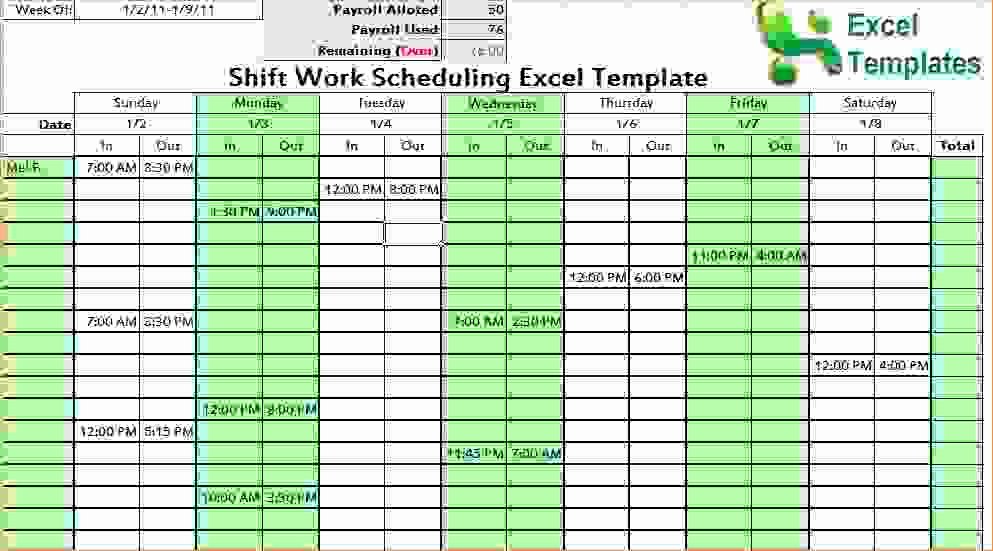 7 Day Work Schedule Template Fresh 7 Work Schedule Template Excel
