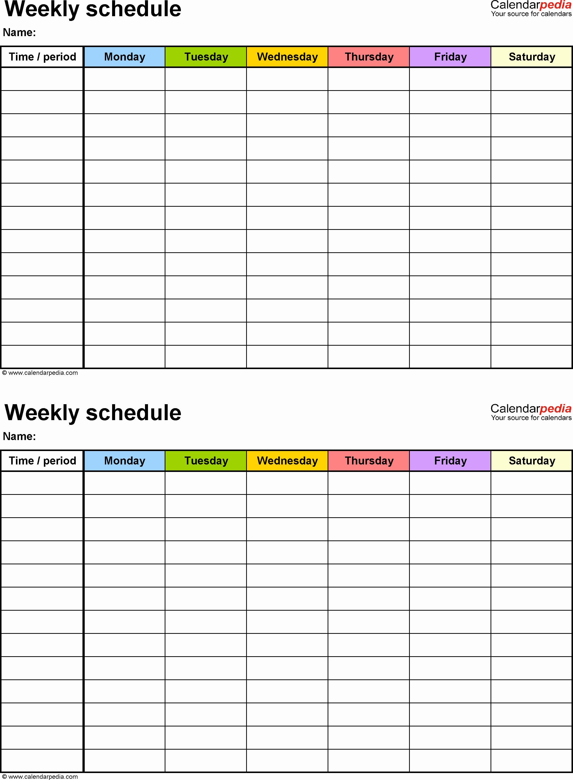 7 Day Work Schedule Template Fresh Free Weekly Schedule Templates for Word 18 Templates