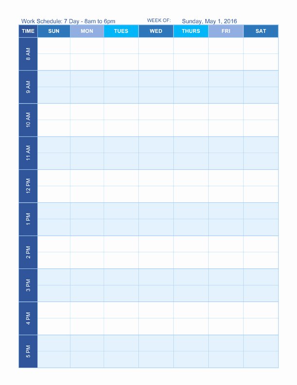 7 Day Work Schedule Template Fresh Free Work Schedule Templates for Word and Excel