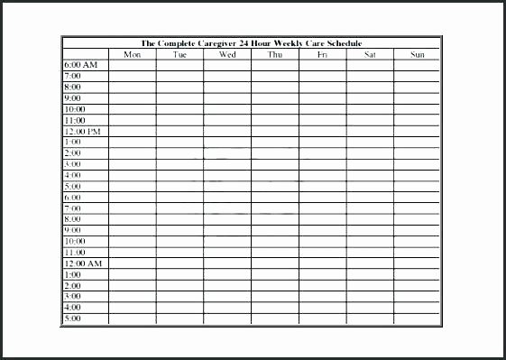 7 Day Work Schedule Template Lovely Hours Schedule Template Sun Weekly Work Employee Hour 24 7