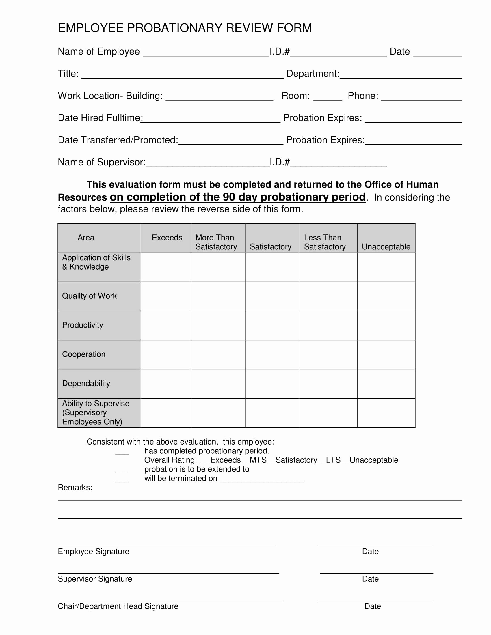 90 Day Employee Review Template Awesome 14 90 Day Review forms Free Word Pdf format Download