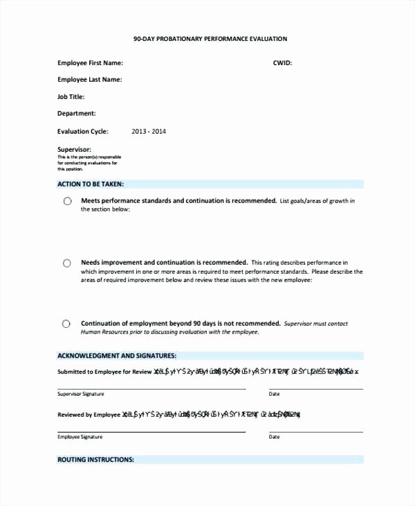 90 Day Performance Review Template Best Of Employee Review form Template Word Performance Free Self