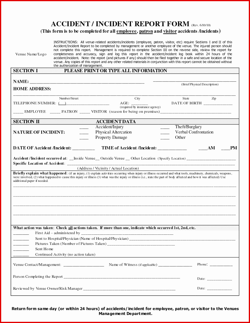 Accident Incident Reporting form Template Awesome Accident Report form Template Word Uk Hse for Workplace