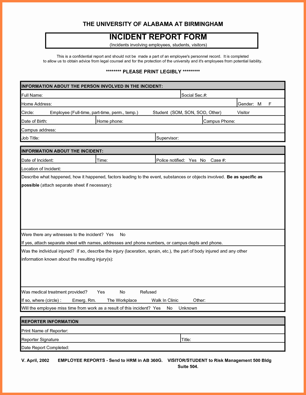 Accident Incident Reporting form Template Inspirational 9 Incident and Accident Report form Template