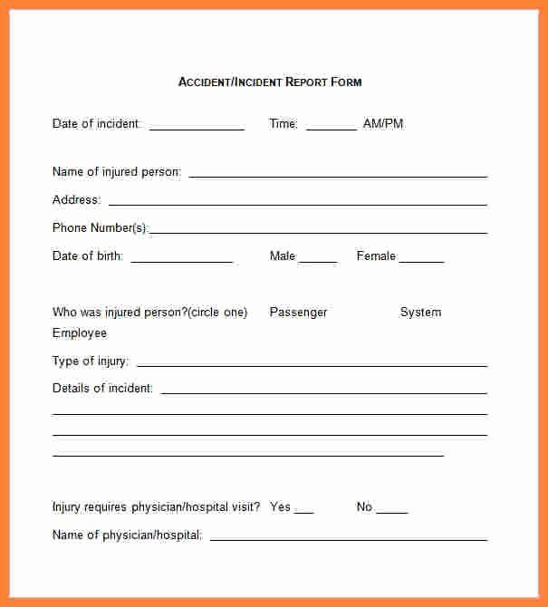 Accident Report forms Template Awesome 4 Accident Incident Report form Template