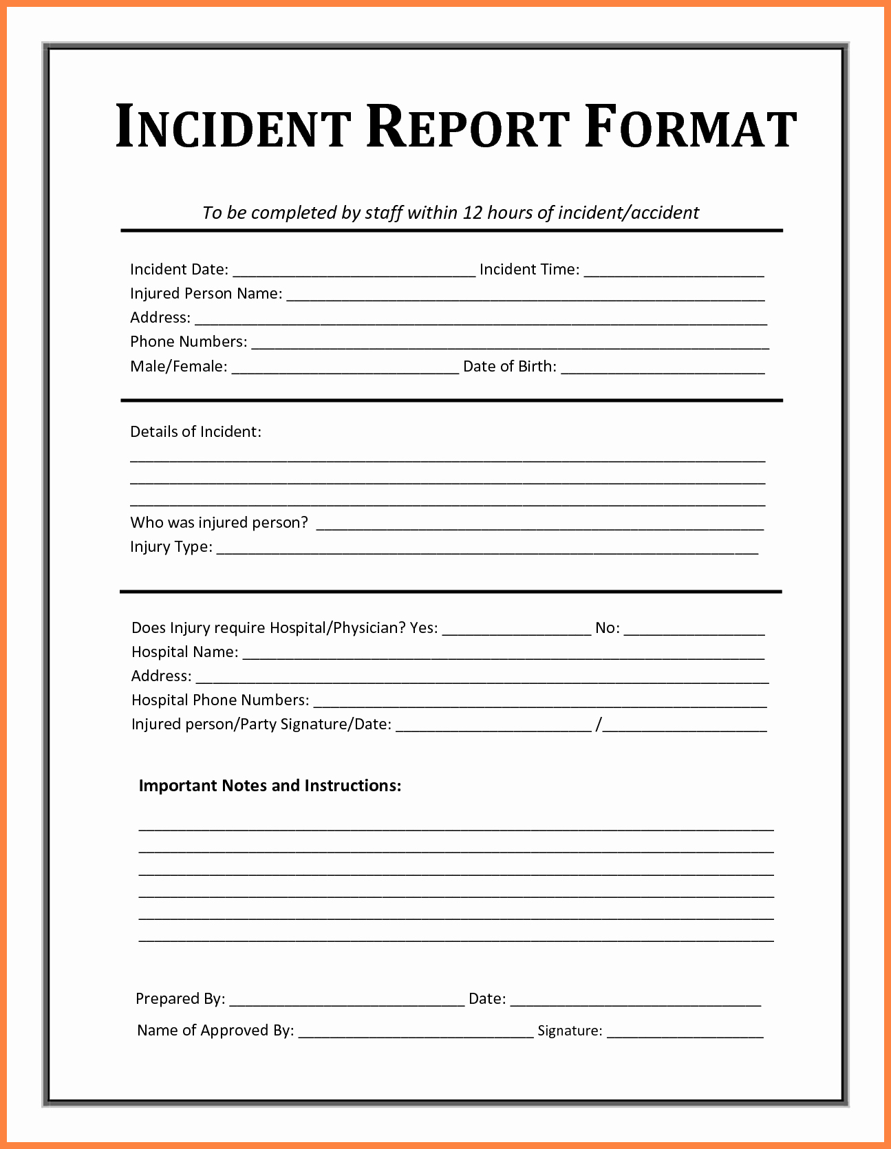Accident Report forms Template Awesome 4 Accident Incident Report form Template