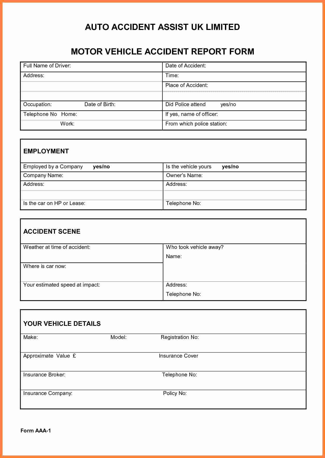 Accident Report forms Template Beautiful 4 Accident Incident Report form Template