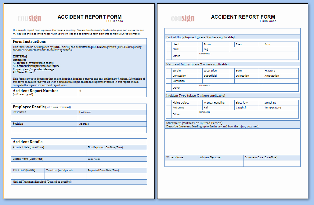 Accident Report forms Template Best Of these Sample Accident Report forms are Free to Use and Share