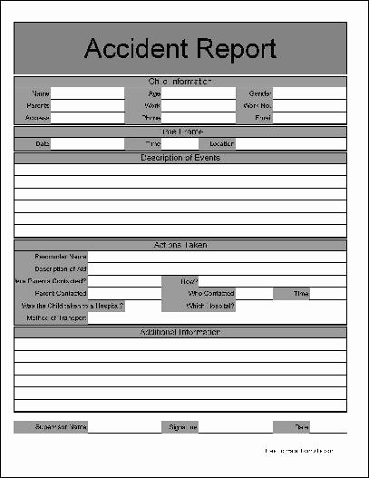 Accident Report forms Template Elegant Free Wide Row Childcare Accident Report From formville