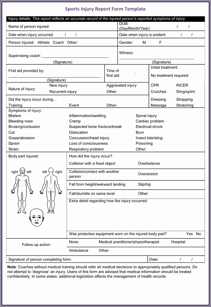 Accident Report forms Template Lovely 5 Sample Injury form Templates to Create An Injury Report