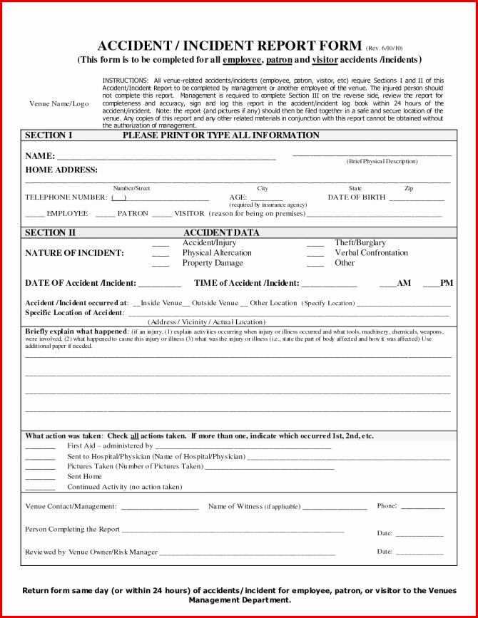 Accident Report forms Template Lovely Injury Incident Report form Example Template Non Nsw
