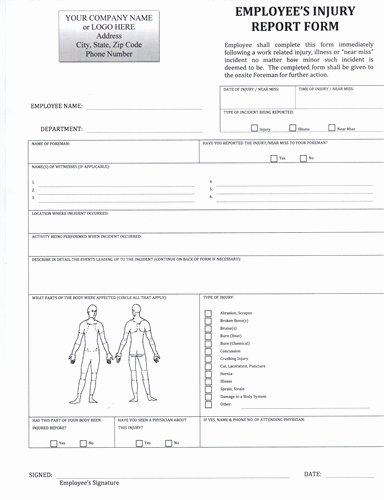 Accident Report forms Template Luxury Employee Accident Report form $5 99 Download now