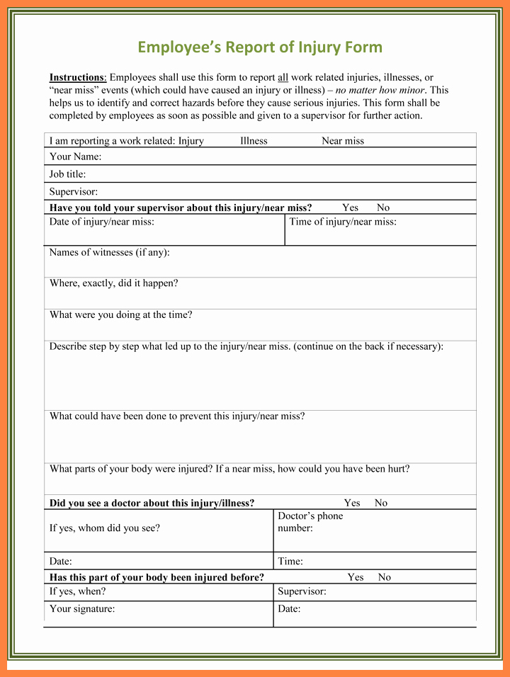 Accident Reporting form Template Beautiful 6 Employee Accident Report form Template