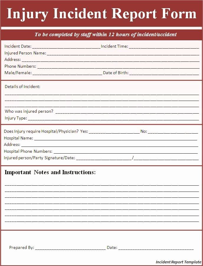 Accident Reporting form Template Beautiful Incident Report Template