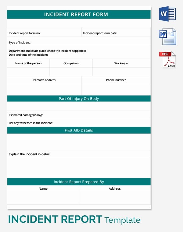 Accident Reporting form Template Elegant 17 Sample Incident Reports