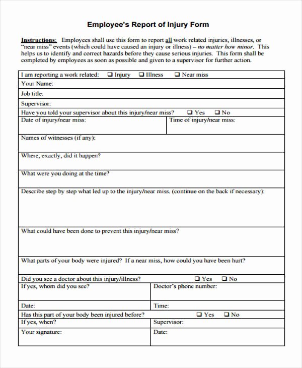 Accident Reporting form Template Elegant Accident Report form