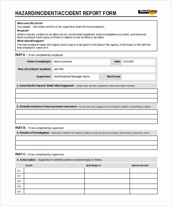 Accident Reporting form Template Inspirational 37 Incident Report Templates Pdf Doc Pages
