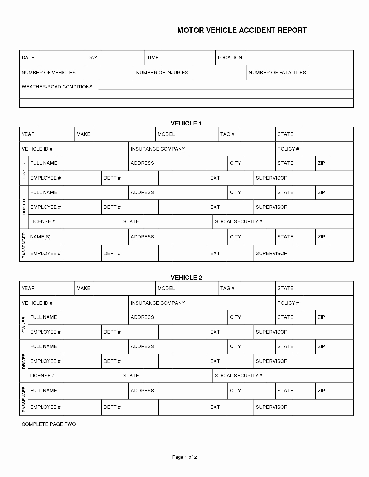 Accident Reporting form Template Inspirational Tario Motor Vehicle Accident Report Impremedia