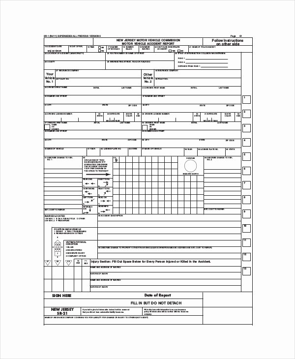 Accident Reporting form Template Lovely Nj Motor Vehicle Accident Report Impremedia