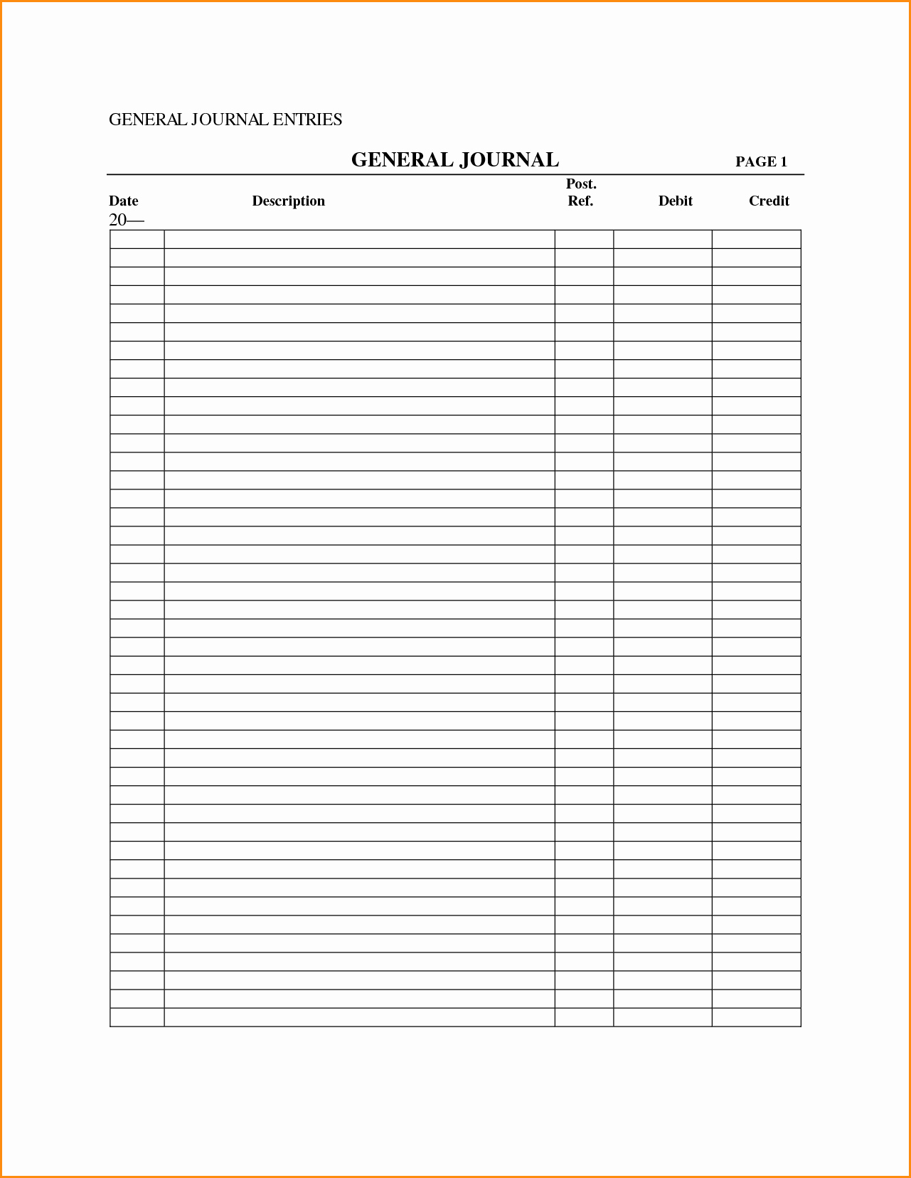 Accounting Journal Entries Template Lovely Accounting General Journal Entry Template – Down town Ken More