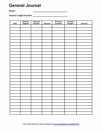 Accounting Journal Entry Template Unique General Journal Accounting form