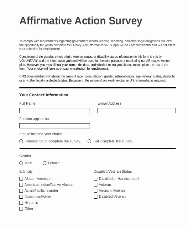 Affirmative Action Plan Template Inspirational 9 Sample Affirmative Action forms Free Sample Example