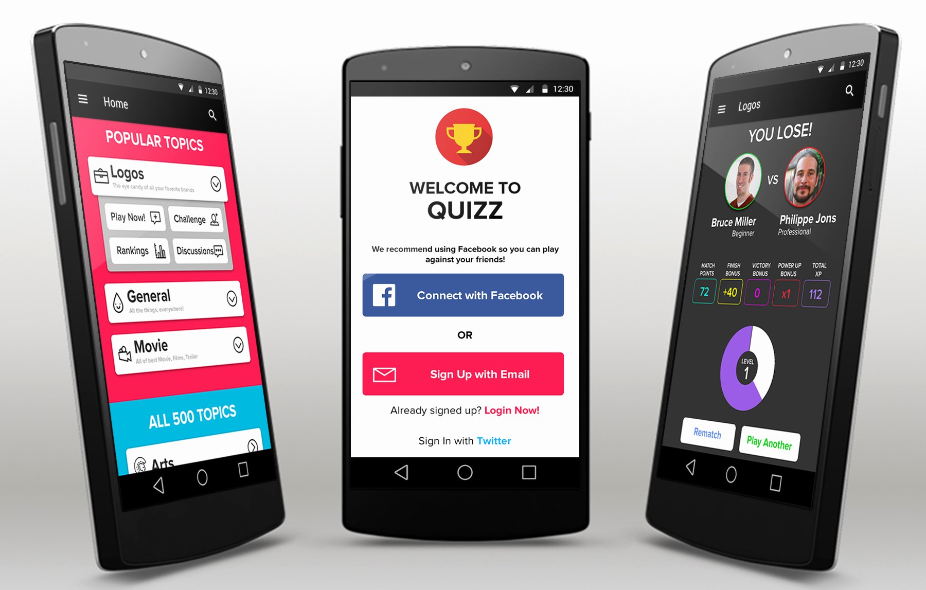 Android App Design Template Fresh Quiz android App Template