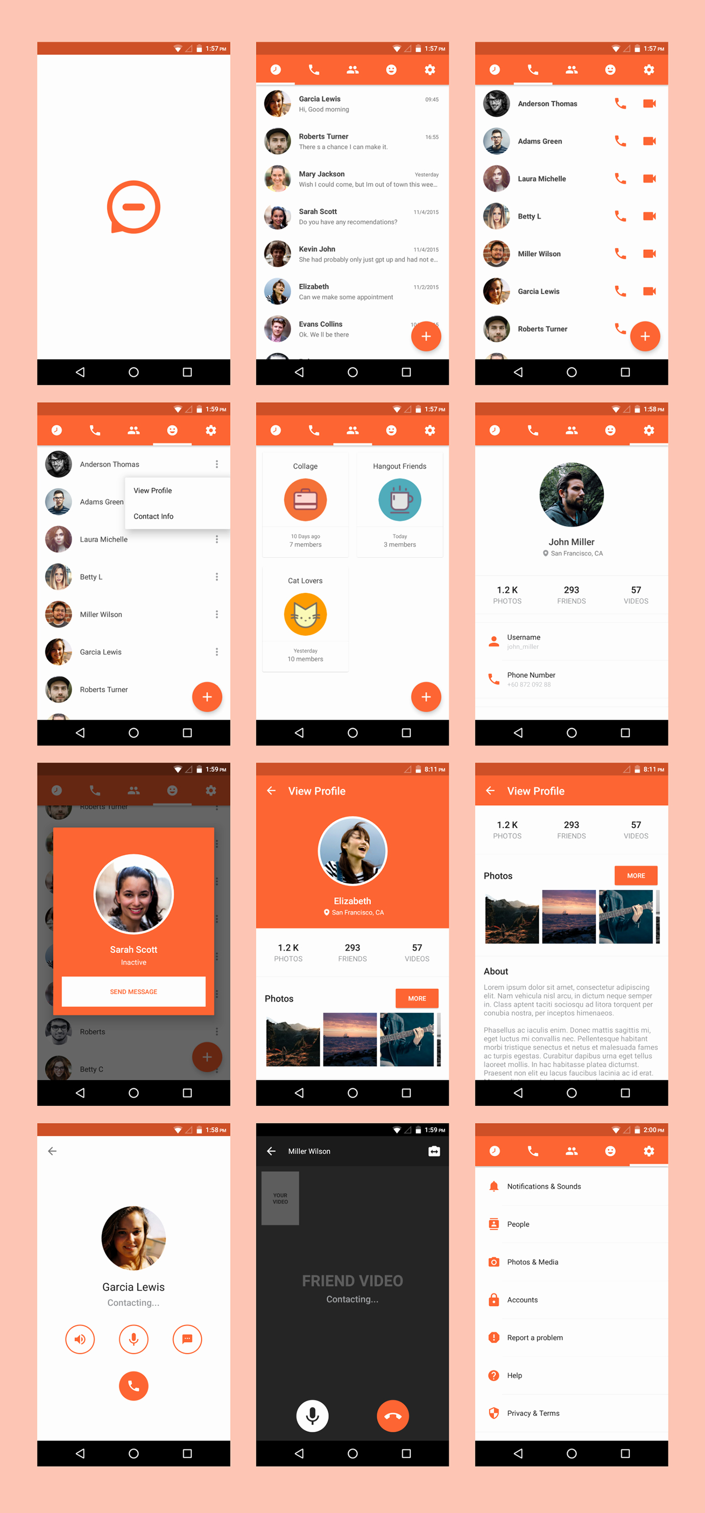 Android App Design Template Lovely Messenger App Material Design Template On Behance