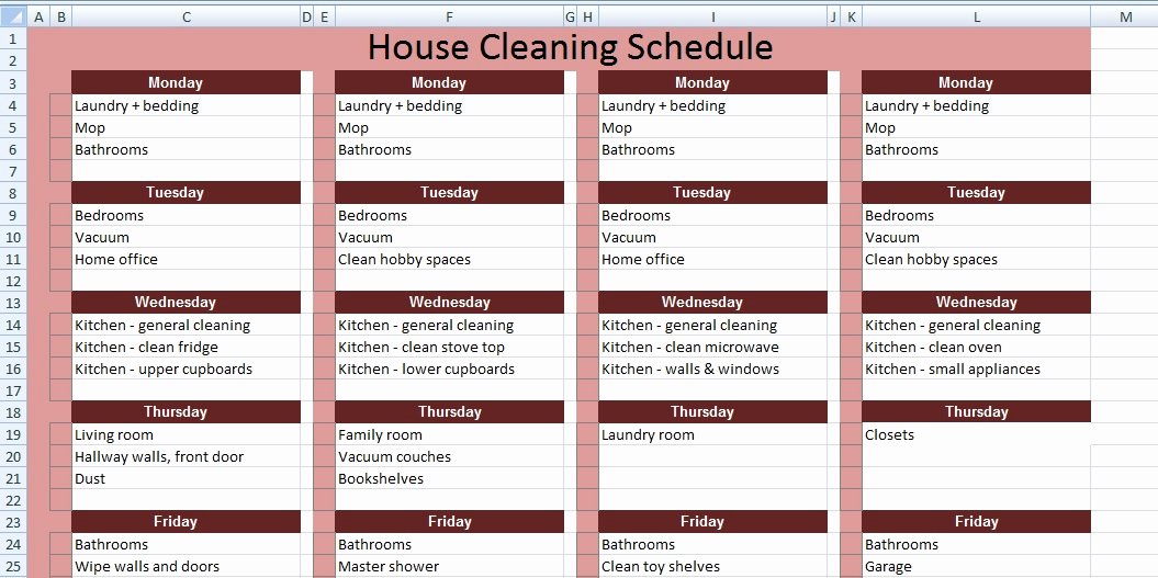 Apartment Cleaning Schedule Template Beautiful Get House Cleaning Schedule Template Xls Free Excel