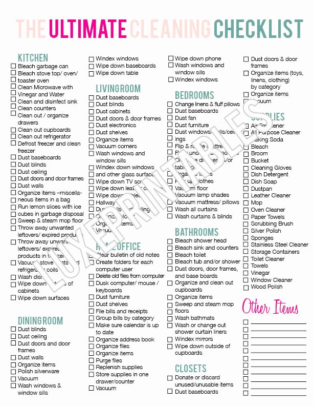 Apartment Cleaning Schedule Template Beautiful the Ultimate House Cleaning Checklist Printable Pdf