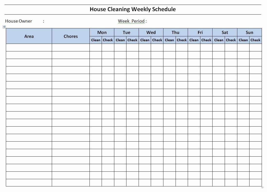 Apartment Cleaning Schedule Template Fresh Free House Cleaning Schedule Template
