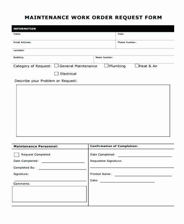 Apartment Work order Template Awesome Apartment Maintenance Work order form Template