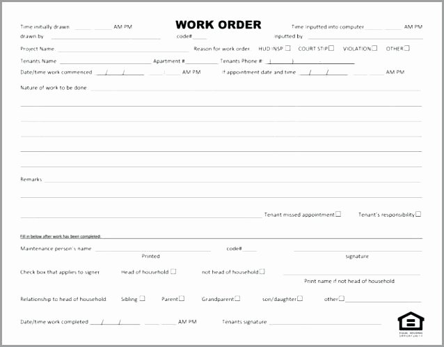 Apartment Work order Template Best Of Apartment Maintenance Work order forms form Template