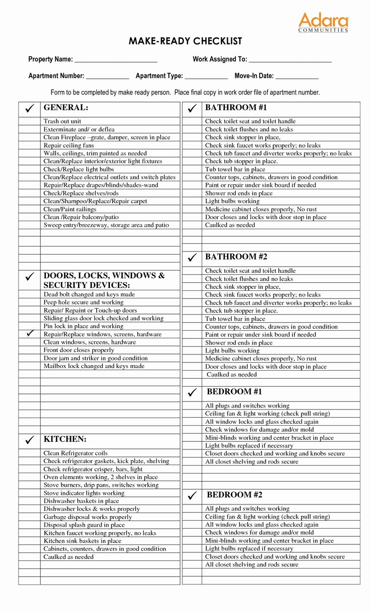 Apartment Work order Template Best Of Check List for Apartment Make Ready Google Search