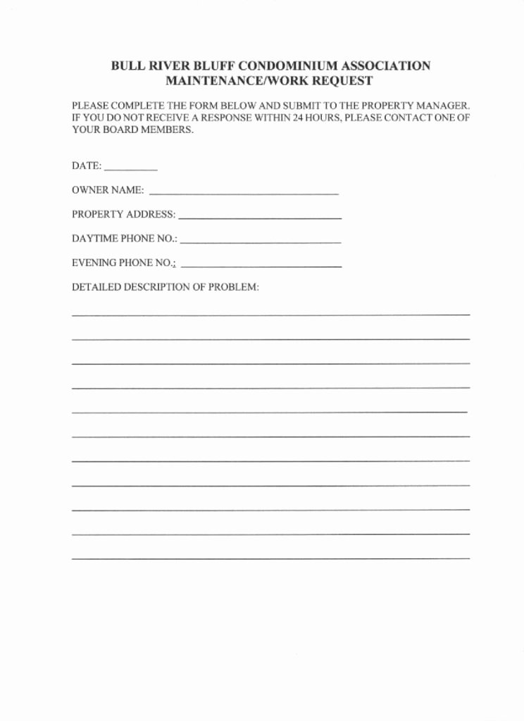 Apartment Work order Template Elegant 5 Maintenance Request form Templates formats Examples